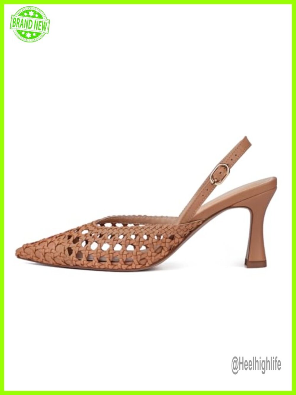 Woven Slingback Heels Pointed Toe Pumps 3.5 in